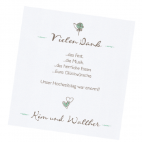 Edle Dankkarten "Hochzeit" - frei gestaltbar auf perlweißem Metallickarton
